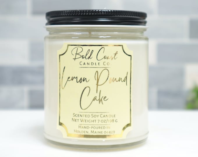 Lemon Pound Cake Scented Soy Candle, Eco Friendly Candle, Christmas Gift For Mom, Holiday Gift, Housewarming Gift, Stocking Stuffer