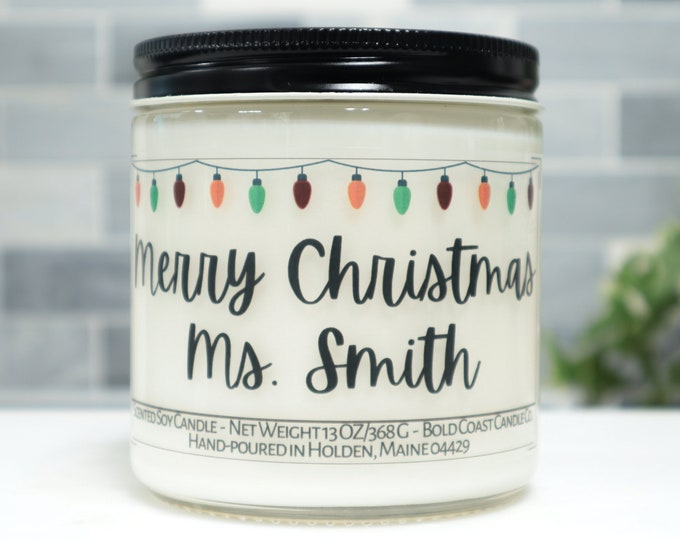 Personalized Merry Christmas Soy Candle