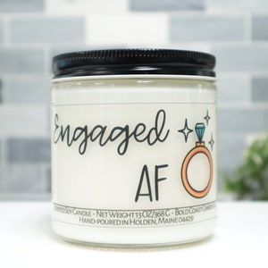 Engaged AF, Funny Engagement Gift, Funny Engagement Candle, Gift for Sister, Bridal Shower Gifts for Her, Gift for Best Friend image 1