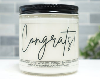 Congrats Scented Soy Candle, Congratulations Gift for Best Friend or Coworker, New Job Promotion Gift, Wedding Engagement Gift, Graduation