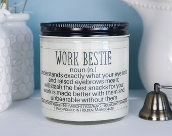 Work Bestie Definition Soy Candle, Best Friend Gift Idea, Funny Office Coworker Gift, Custom New Job Gift for Boss, Moving Away Gift