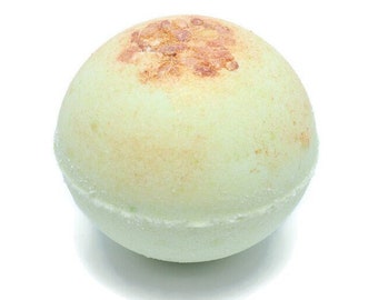 White Tea Ginger Scent Handmade Bath Bomb With Himalayan Sea Salt and Cocoa Butter, Luxury Bath Fizzy, Stocking Stuffer, Christmas Gift Idea