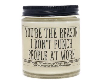 You're The Reason I Don't Punch People at Work, Work Bestie Gift Idea, Funny Coworker Gift, Custom New Job Gift for Boss, Moving Away Gift