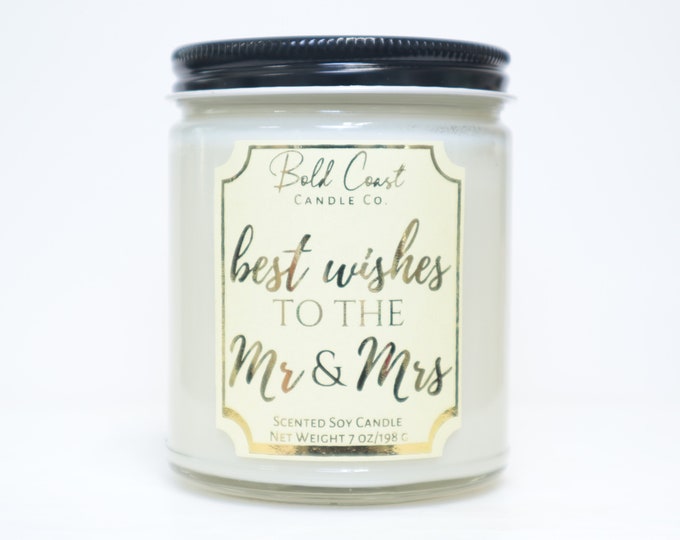 Best Wishes to the Mr & Mrs Soy Candle, Engagement Gift Idea, Wedding Candle, Bridal Shower Gift, Congratulations Gift