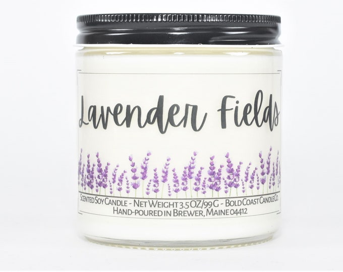 Lavender Fields Scented Soy Candle, Birthday Gift for Her, Mother's Day Gift, Scented Candle Gift, Jar Candle, Housewarming Gift