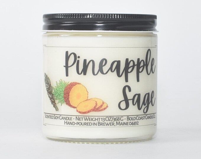 Pineapple Sage Scented Soy Candle, Birthday Gift for Her, Mother's Day Gift, Scented Candle Gift, Jar Candle, Housewarming Gift
