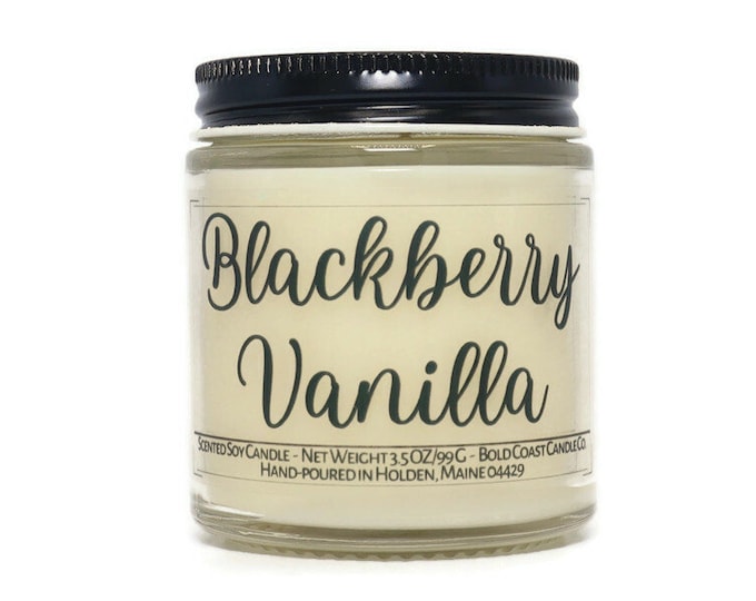 Blackberry Vanilla Scented Soy Candle, Birthday Gift for Her, Mother's Day Gift, Scented Candle Gift, Jar Candle, Housewarming Gift
