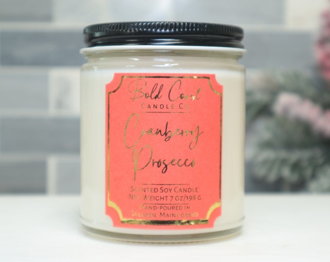 Cranberry Prosecco Scented Soy Candle, Fall / Holiday / Christmas Candle