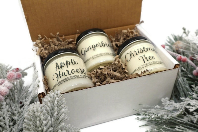 Classic Holiday Scent Candle Sampler Gift Set, Coworker Christmas Gift