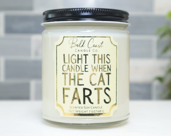 Light This Candle When the Cat Farts  Soy Candle, New Cat Parent Gift, Funny Pet Gift Cat Lover, Stocking Stuffer, Christmas Gift Cat Mom