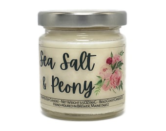 Sea Salt & Peony Scented Soy Candle 3.5oz Size - CLEARANCE - Discontinued Candle Scent