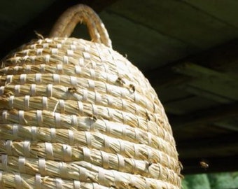 2 pieces of  New Straw Bee Skep, Traditional bee skep basket height 37 cm/14,5inch