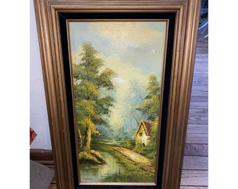 vintage French oil painting Provence France Plage du Luxembourg Mediterranean Sea original signed oil on board seascape Christmas gift