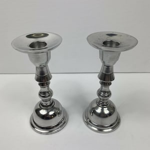 Pair of Silver Plate Candlesticks 5&quot; Made in India