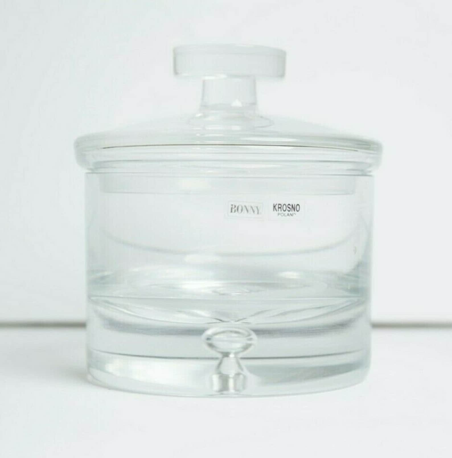 Vintage Krosno Poland Crystal Glass Bubble Lidded Dish Etsy