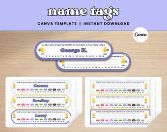 Etiquetas para escritorios de estudiantes con diseño de cielo nocturno, decoración editable para el aula (plantilla de Canva)
