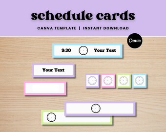 Pastel Pocket Chart Schedule Cards, Editable Classroom Routine, Canva Template (Digital Download)