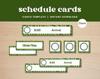Tropical Classroom Schedule Cards, Editable Pocket Chart Template (Canva Template)