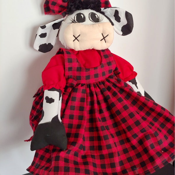 Country Cow Buffalo Plaid Wreath Attachment Centerpiece Decor