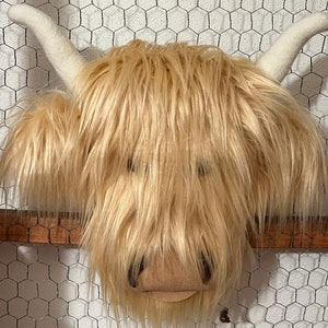 Accessoire de couronne en peluche vache des Highlands, décoration de maison de vache des Highlands, vache des Highlands de ferme, décoration murale de vache des Highlands