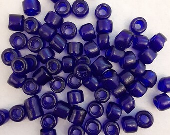 Antique Old European Glass Loose Bead Lot x70 Varied Cobalt Blue Short Tube Shaped Glass Beads - Vintage Bohemia Beads - BLB - 15