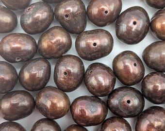 Süßwasser Schokolade gefärbt lose Kartoffel Perlen Lot von 62 ct. 18 "Strang - FWheere-G27"