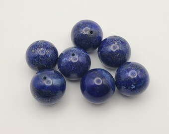 7 Loose 18mm Vintage Spherical Lapis Lazuli Beads