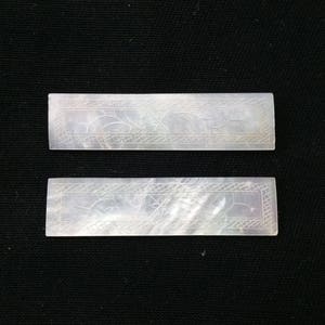 x2 Antique Chinese Carved Mother-of-Pearl Rectangle Gaming Tokens/Counters/Pieces/Chips