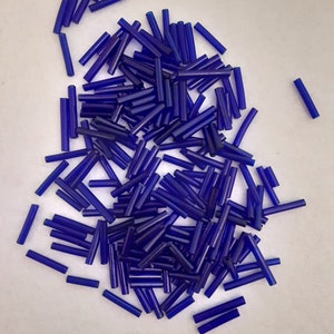 Lot of Antique 1900s Czech /Bohemian Loose Bead Lots of Blue Long Tube Glass Beads - Vintage Bohemia Beads. STB - 8