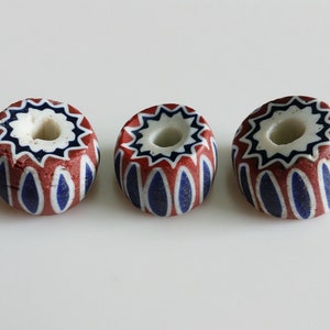 LOT x3 Rare Antique Venetian African Trade Large 6 Layer Chevron Barrel Beads - Rare 19th Century 1800&#39;s - C1