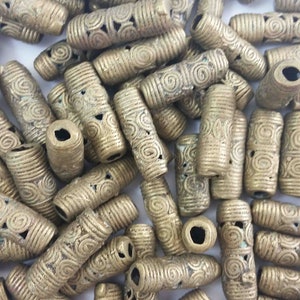 Lot of Vintage to Antique Tribal African Bronze Spiral Tube Bead Lot - x10 Beads
