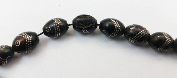 Authentic Antique Black Coral Islamic Prayer Beads Necklace