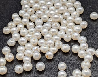 Süßwasser oval/rund/Kartoffel Perlen ungefärbt Lot lose 4 mm Perle - FW2
