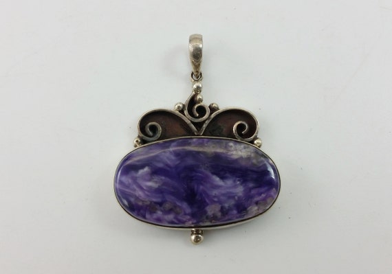 Sterling Silver Charoite Oval Pendants Sterling Silver Charoite Oval Pendants