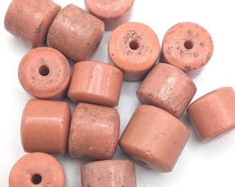 Vintage Mock Coral Barrel Trade Beads Lot of 14 - MCB-2