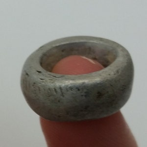 Vintage Tribal Ethiopian African Cast Aluminum Ring/Bead - Ring Size 0000 - Antique Africa Jewelry - #3001