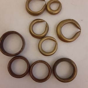 Lot of 9 Vintage Tribal African Bronze / Brass Rings  - Antique Africa Jewelry - BTR - 8