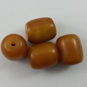 x4 ct. Antique 1930&#39;s Mali Tribal West African Mock Amber Barrel/Tube Bead Matching Lot - EA11
