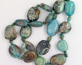 Handmade Large and Small Turquoise Stone Beads Necklace