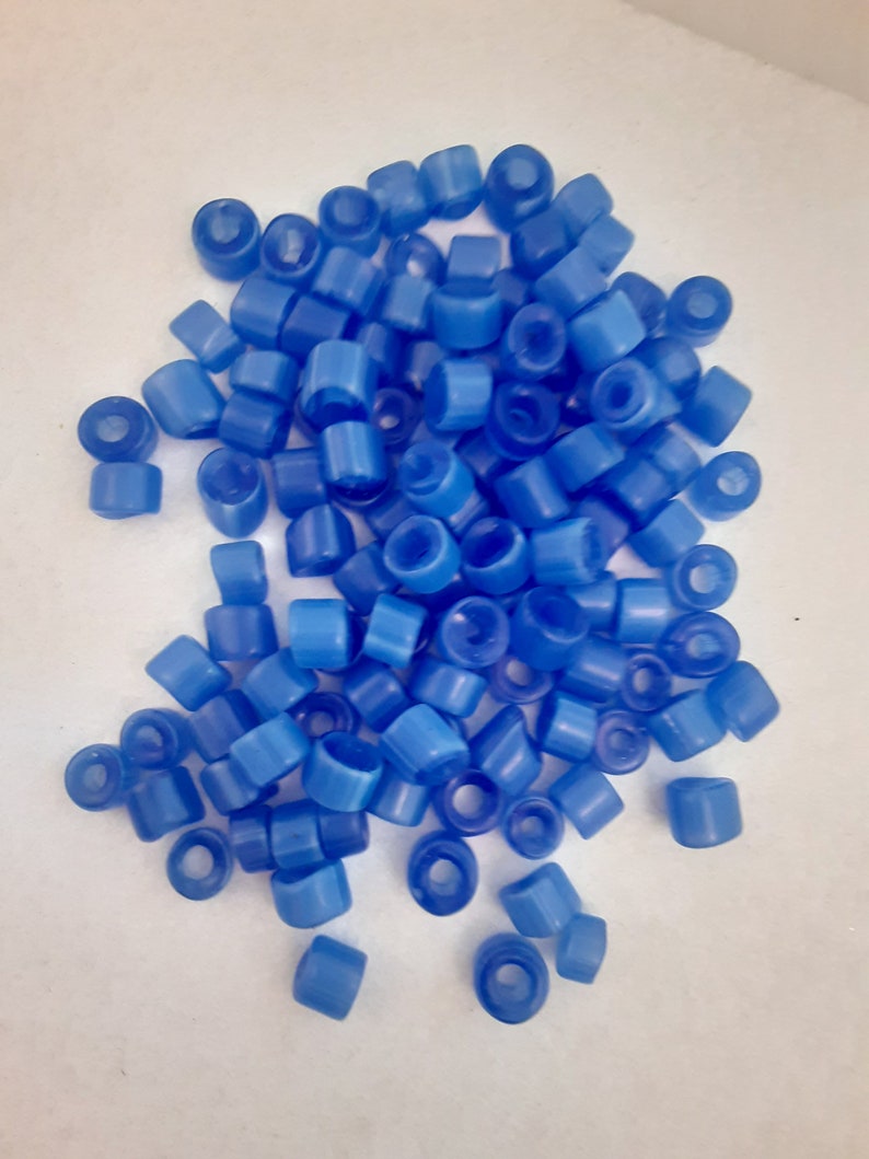 5 Vintage Bohemia Beads Vintage Lot of 100 Grams Peri Blue Short Tube Shaped Glass Beads LBLB
