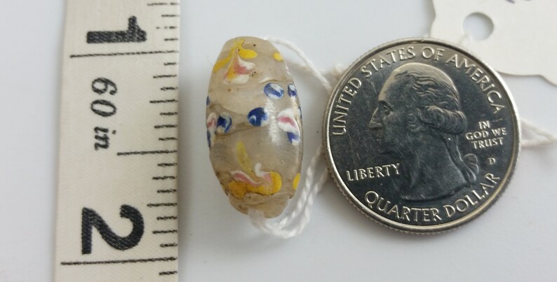Tribal African Trade Beads Antique Venetian Clear Floral Ambassador Bead #2 Rare 19th Century