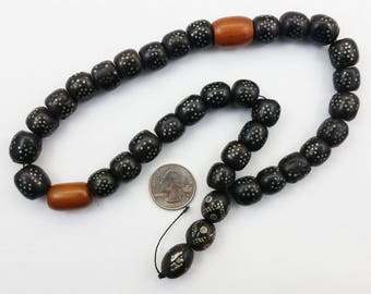 Authentic Antique Black Coral Islamic Prayer Beads Necklace - Muslim Worry Beads - 95 Grams