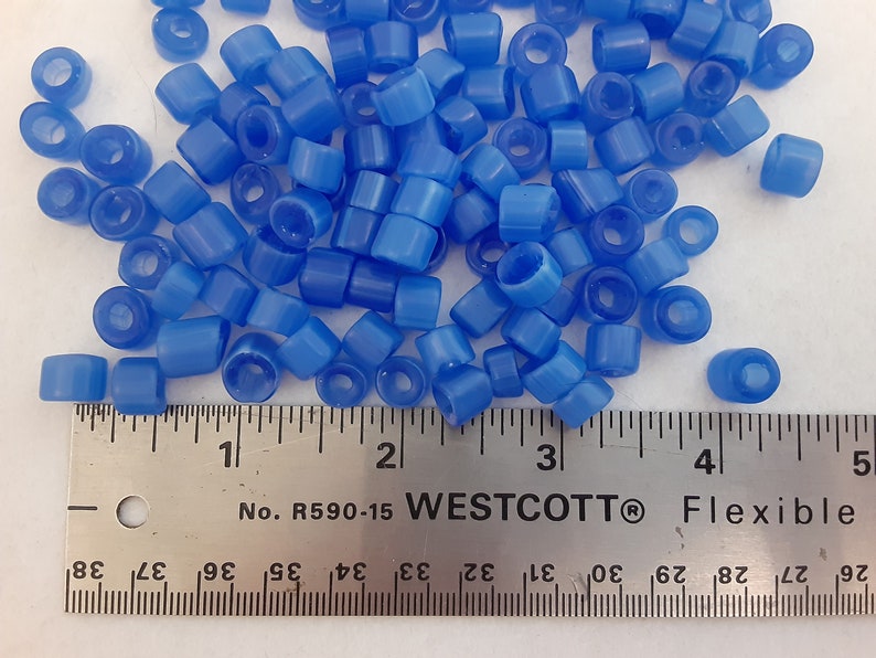 5 Vintage Bohemia Beads Vintage Lot of 100 Grams Peri Blue Short Tube Shaped Glass Beads LBLB