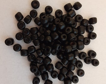Lot of Antique 1900s Czech /Bohemian Loose Bead Lot Black Opaque Glass Beads - Vintage Bohemia Beads, 100 count.  BCB - 1