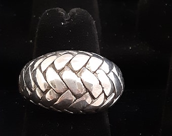 Geflochtene Muster Silber Domed Statement Ring in.925 Sterling Silber, Größe 6, 7 und 9