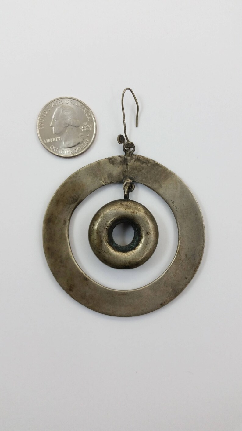 Vintage Large Silver Round Pendant Jewelry
