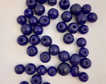 One Lot of 15 Antique Rare Large European Cobalt Color Glass Beads 24-27 mm