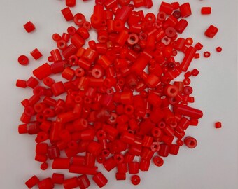 Vintage Trade Beads Red Flat Ended Africa -  20th Century - RSB-1225