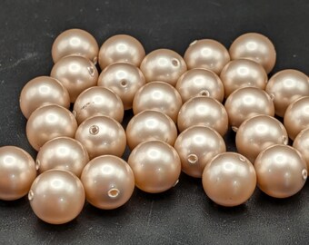 Freshwater Swarovski Xtal Round Powder Almond Pearls 8 mm Beads  - FP-37