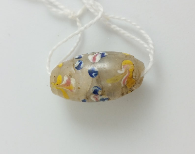 Tribal African Trade Beads Antique Venetian Clear Floral Ambassador Bead #2 Rare 19th Century